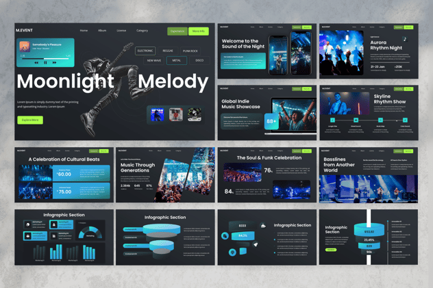 音乐活动表演活动策划年度汇报PPT模板 - 顶尖PPT