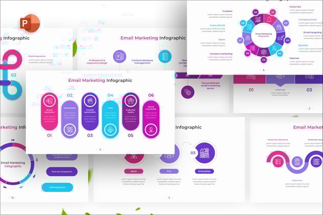 彩色信息图表演示PPT幻灯片 - 顶尖PPT