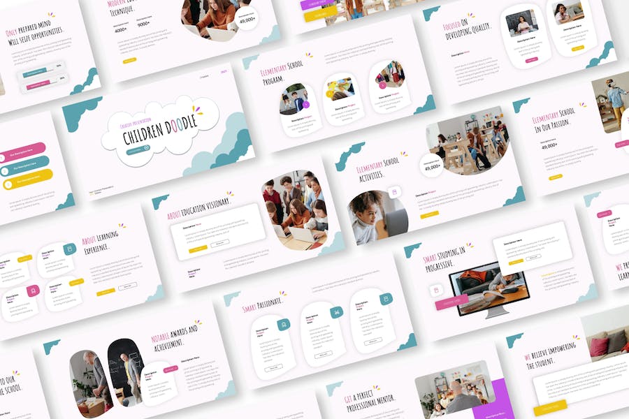 儿童涂鸦讲述展示教学Keynote模板 - 顶尖PPT