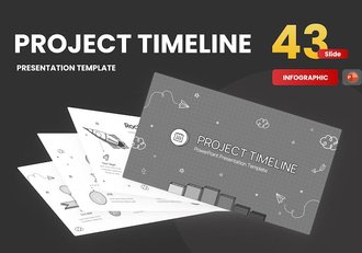 黑白涂鸦风格时间轴流程图PPT模板 - 顶尖PPT