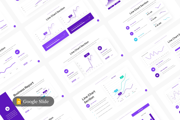 新拟态设计风格折线图形PPT模板 - 顶尖PPT