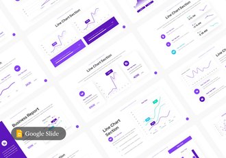 新拟态设计风格折线图形PPT模板 - 顶尖PPT