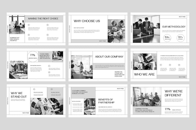 方框黑白线条公司简介PPT模板 - 顶尖PPT