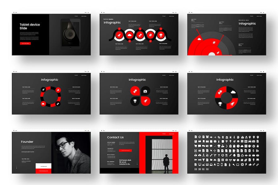 国外黑红配色高品质国外商务通用keynote模板 - 顶尖PPT