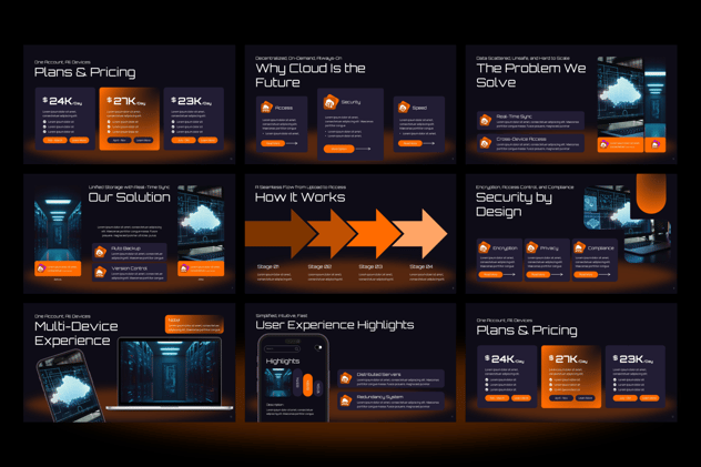 AI科技云存储PPT模板 - 顶尖PPT
