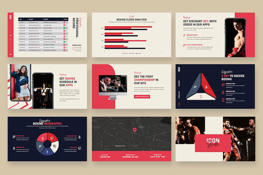 拳击武术运动项目展示PPT模板 - 顶尖PPT