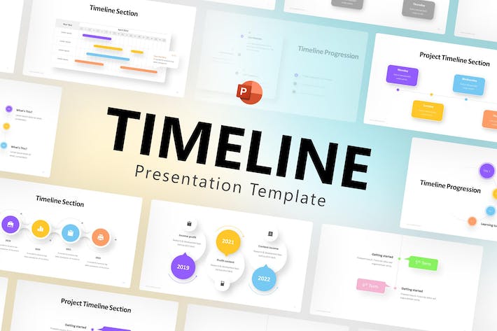 彩色微立体风格时间轴图形步骤图PPT模板 - 顶尖PPT