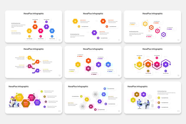 彩色六边形信息图表PPT模板 - 顶尖PPT