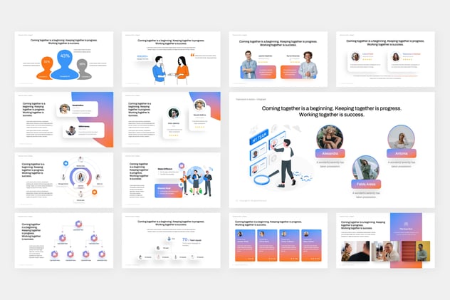 高效团队合作理念活力风格展示PPT模板 - 顶尖PPT