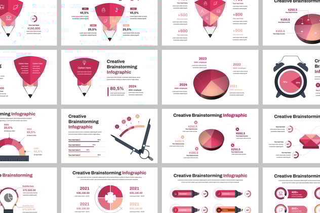 创意铅笔信息图形keynote模板 - 顶尖PPT