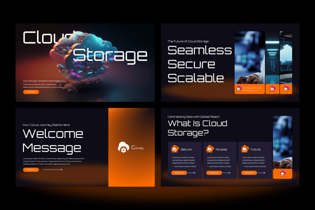 AI科技云存储PPT模板 - 顶尖PPT