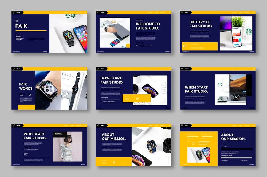 黄黑色图片拼贴商务提案Keynote模板 重试 - 顶尖PPT