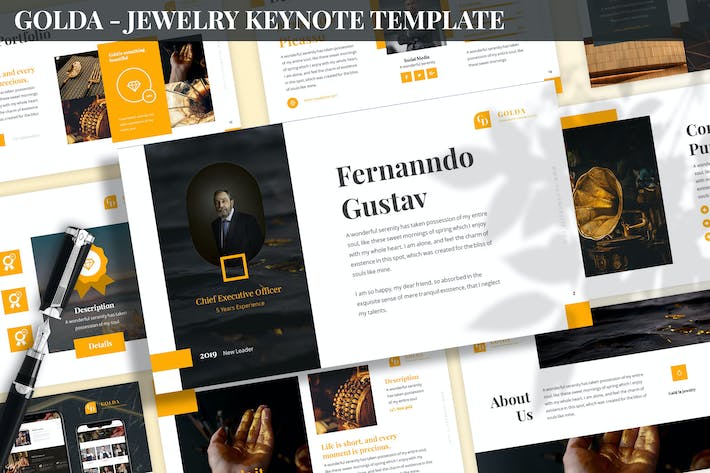 黄金首饰投资市场分析keynote模板 - 顶尖PPT