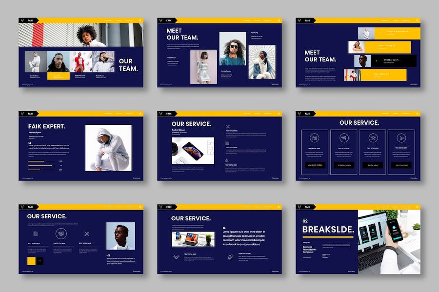 黄黑色图片拼贴商务提案Keynote模板 重试 - 顶尖PPT