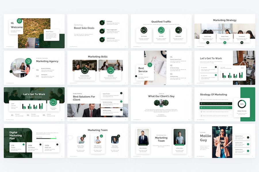 绿色极简设计年度消费数据分析商业通用PPT模板 - 顶尖PPT