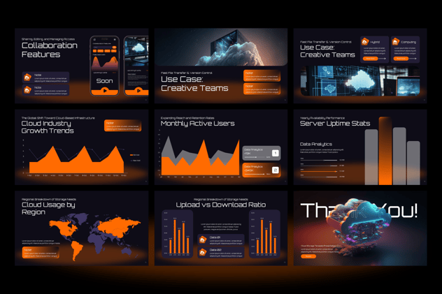 AI科技云存储PPT模板 - 顶尖PPT