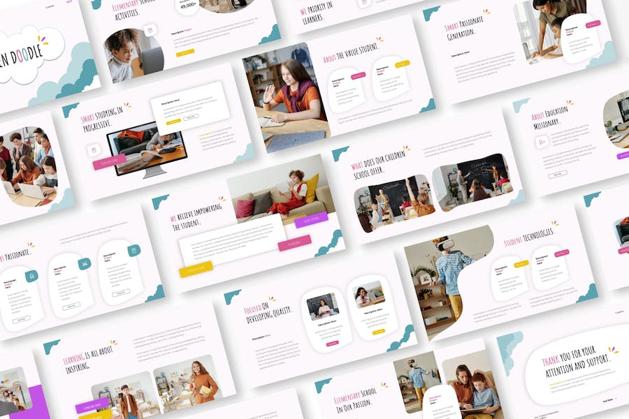 儿童涂鸦讲述展示教学Keynote模板 - 顶尖PPT