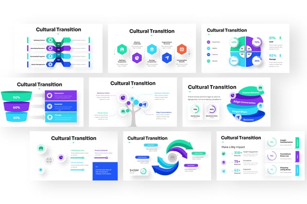 文化转型信息图表keynote模板 - 顶尖PPT