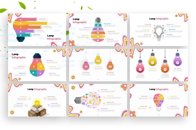 创意彩色灯泡图形keynote模板 - 顶尖PPT