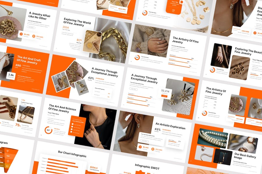 黄金首饰展示介绍PPT模板 - 顶尖PPT