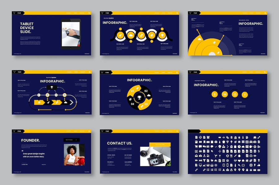 黄黑色图片拼贴商务提案Keynote模板 重试 - 顶尖PPT