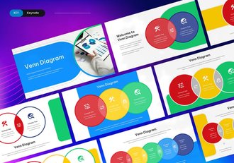 彩色维恩图对比分析Keynote模板 - 顶尖PPT