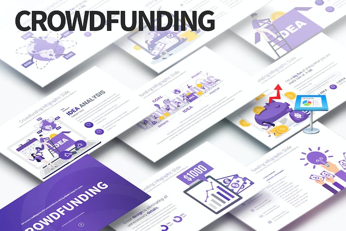 众筹创意概念插画信息图形keynote模板 - 顶尖PPT