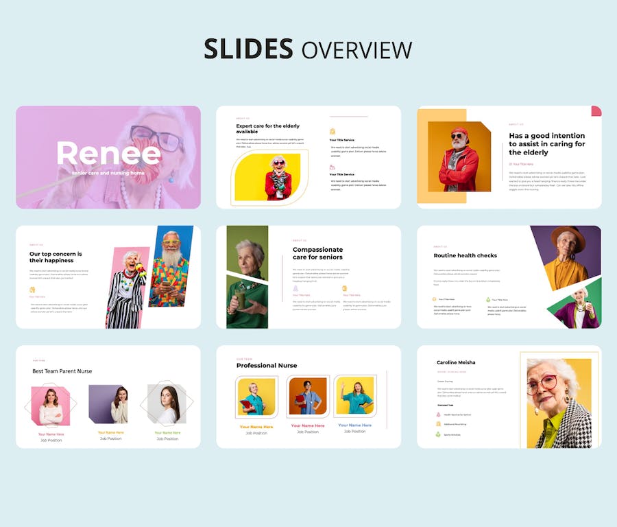 养老院护理服务展示专业PPT模板 - 顶尖PPT