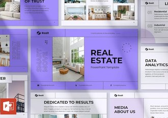 扁平化极简风格房地产装修公司数据分析PPT模板 - 顶尖PPT