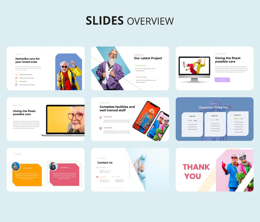 养老院护理服务展示专业PPT模板 - 顶尖PPT