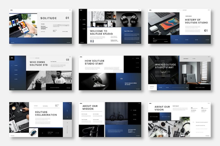 冷色调商业数据分析汇报战略规划keynote模板 - 顶尖PPT