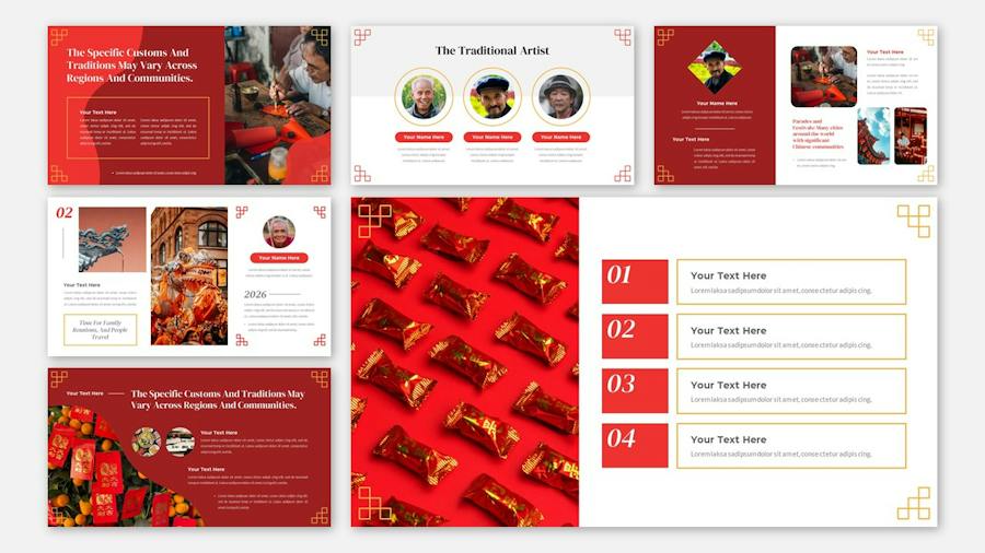 中国新年节日庆祝文化传播keynote模板 - 顶尖PPT