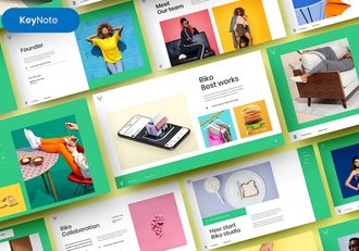 彩色图片拼贴商业计划书Keynote模板 - 顶尖PPT