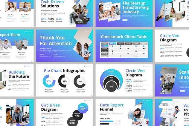 渐变风格商务团队展示PPT模板 - 顶尖PPT