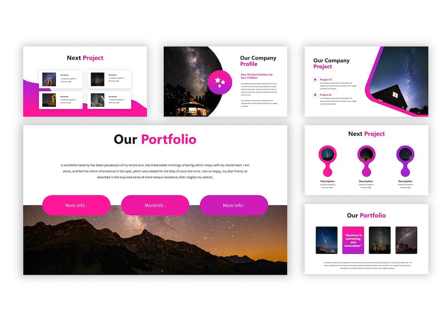 紫色银河星空创意设计Keynote模板 - 顶尖PPT