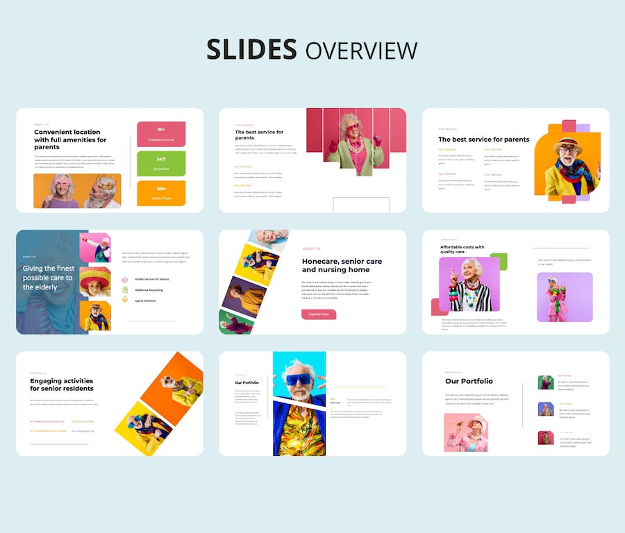 养老院护理服务展示专业PPT模板 - 顶尖PPT