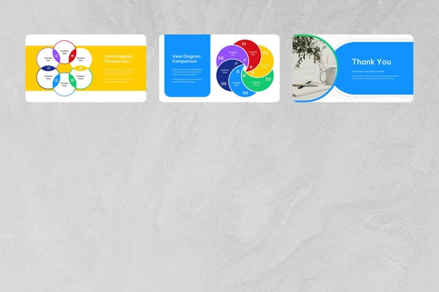 彩色维恩图对比分析Keynote模板 - 顶尖PPT