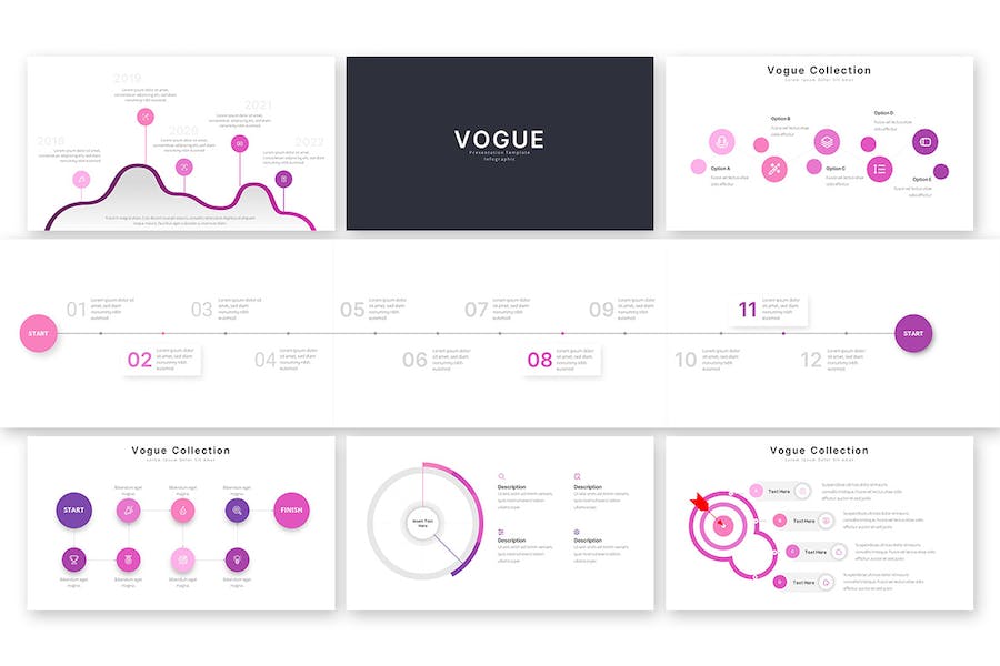 圆形循环图形要点信息图形图表PPT模板 - 顶尖PPT