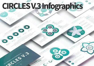蓝绿色圆圈信息图表PPT模板 - 顶尖PPT