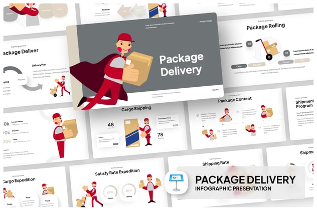 包裹交付信息图形keynote模板 - 顶尖PPT