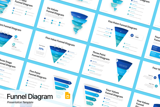 蓝色漏斗信息图形PPT模板 - 顶尖PPT