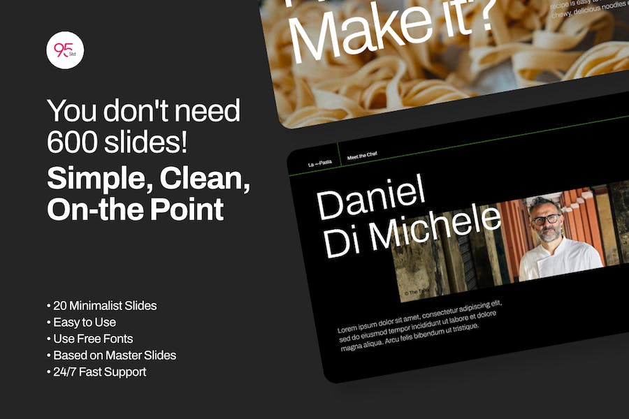 意大利面美食餐厅极简风格Keynote模板 - 顶尖PPT