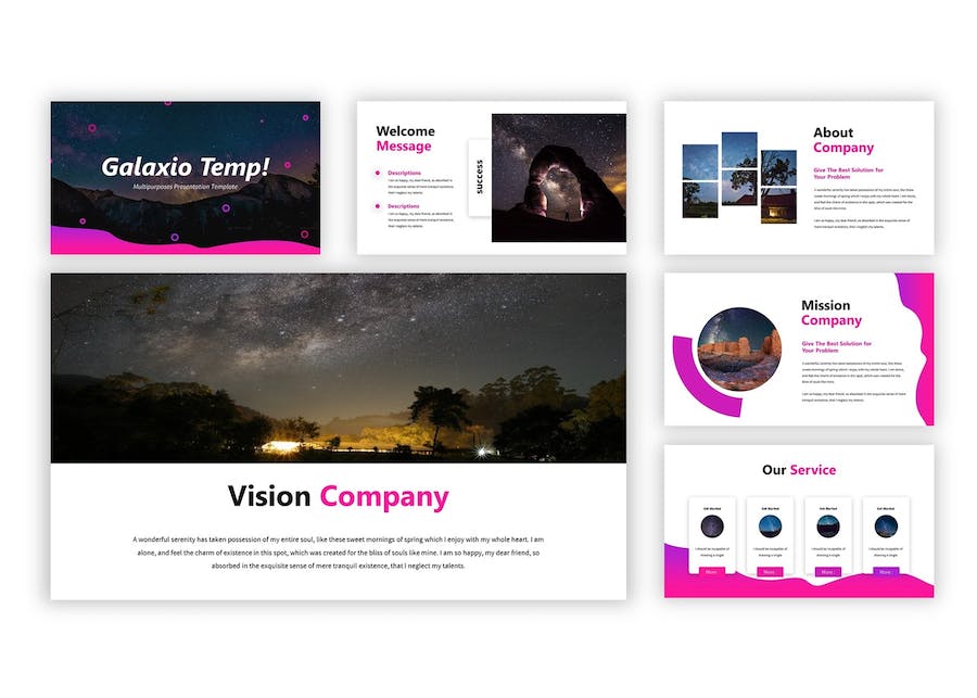 紫色银河星空创意设计Keynote模板 - 顶尖PPT