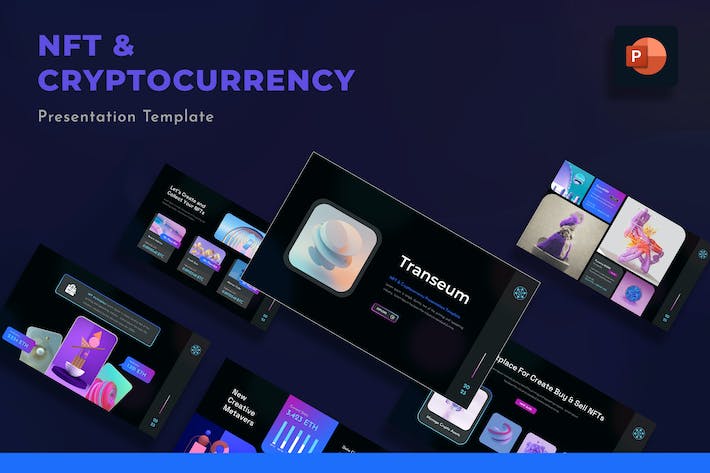 区块链NFT数字藏品加密货币PPT模板 - 顶尖PPT