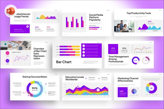 条形图信息图表数据可视化PPT模板 - 顶尖PPT