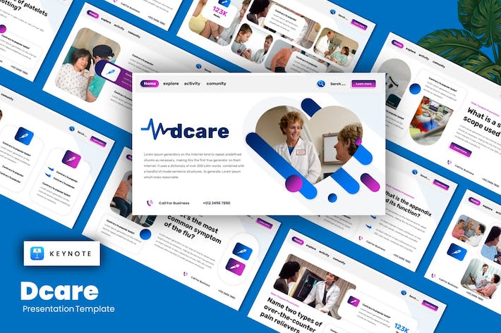 蓝白色医疗卫生主题Keynote演示模板 - 顶尖PPT