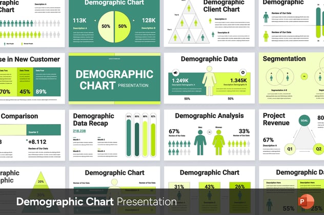 人口统计图表信息展示PPT模板 - 顶尖PPT
