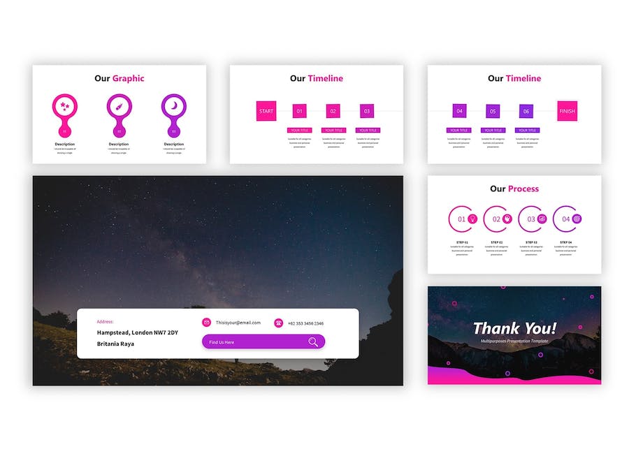 紫色银河星空创意设计Keynote模板 - 顶尖PPT