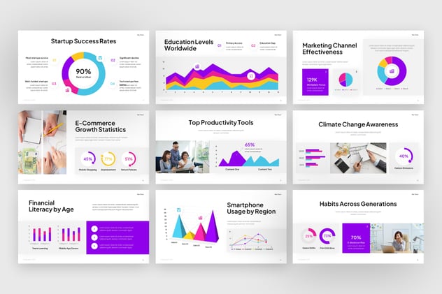 条形图信息图表数据可视化PPT模板 - 顶尖PPT