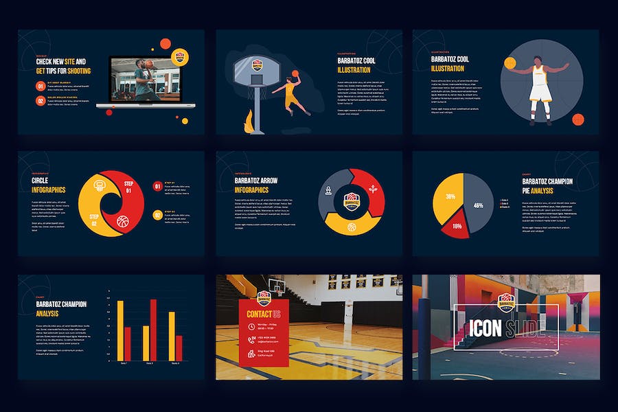 篮球体育赛事主题演讲展示Keynote模板 - 顶尖PPT